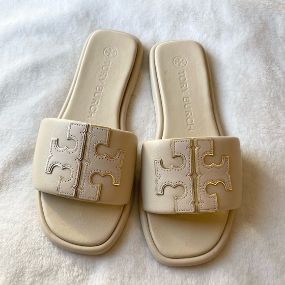 Tory Burch Cream Slide Sandals - Picture 1 of 7